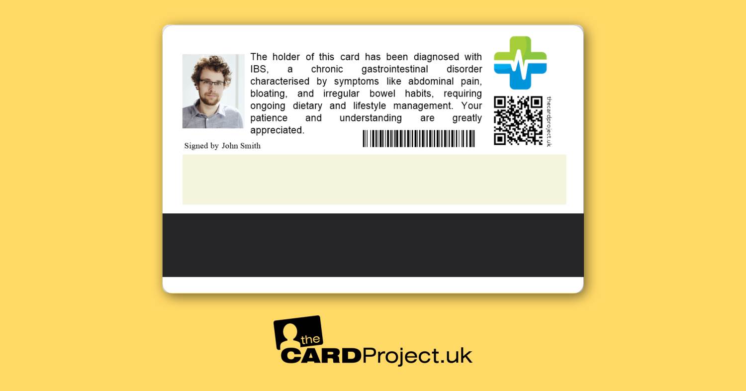 IBS (Irritable Bowel Syndrome) Premium Medical Photo ID Card (REAR)